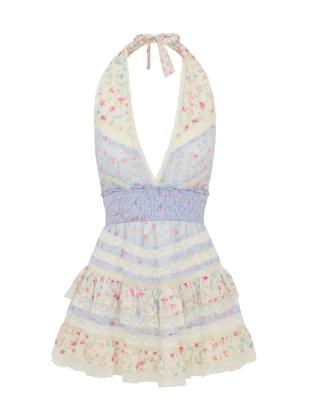 Love Shack Fancy Silk Pearled Blue Dress - Small (Never Worn) - Picture 2 of 4